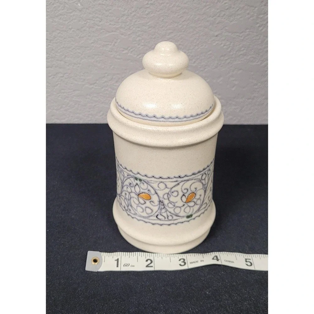 La Botteghina Del Ceramista Hand-Painted Ceramic Jar Canister Vintage 1980s